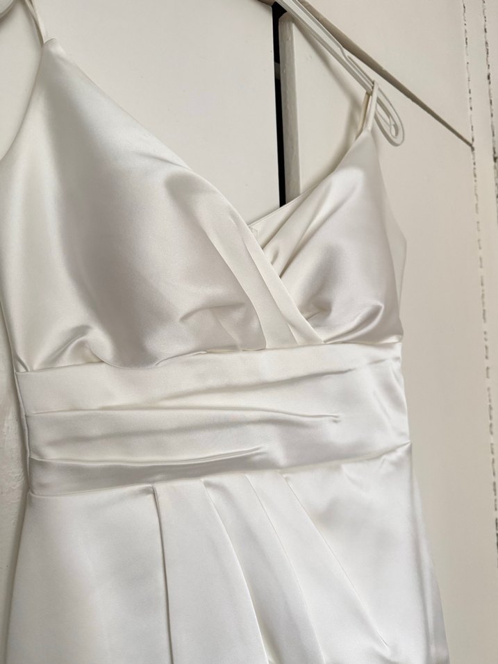 Beyaz Drapeli Uzun Abiye Elbise - Görsel 2