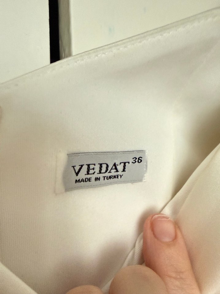 Beyaz Drapeli Uzun Abiye Elbise - Görsel 3