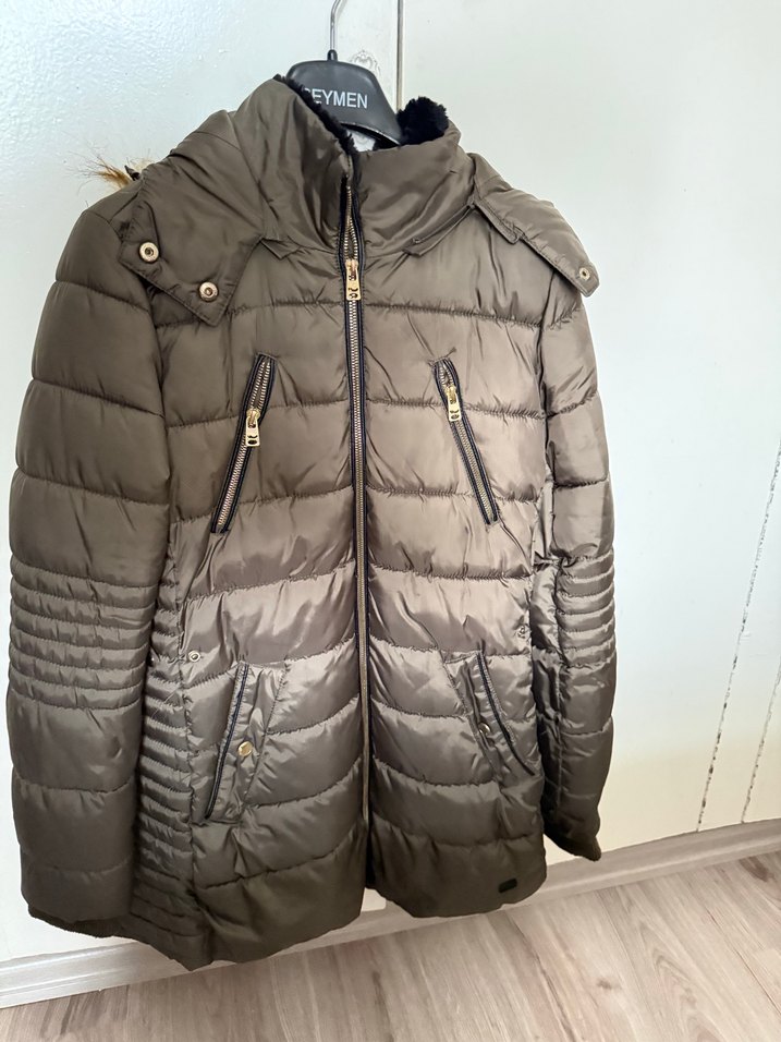 Fermuarlı haki yeşil Kadın Kışlık Mont LTB xs - Görsel 4