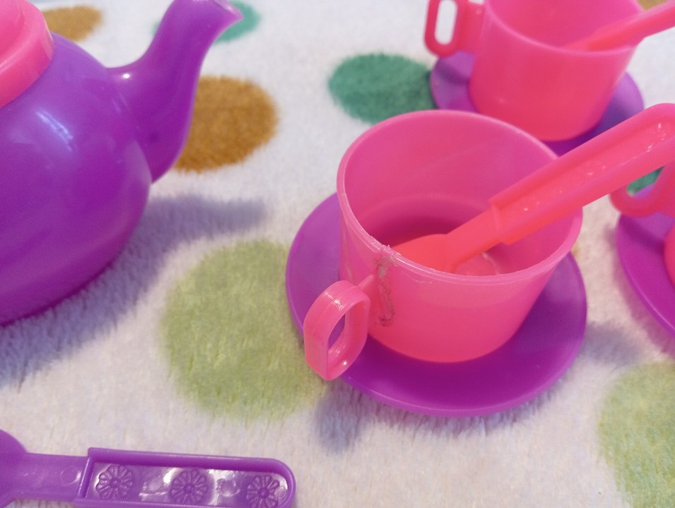 Renkli Pembe Plastik Çay Seti Oyuncak - Görsel 2