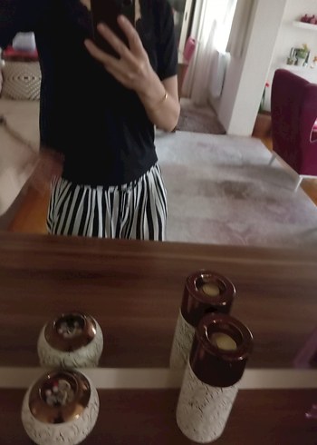 m Beden siyah Renk Siyah V Yaka Kısa Kollu Kadın Bluz