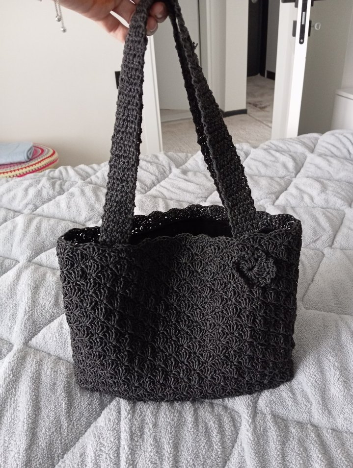 Şık Siyah Örgü Mini Çanta — görsel 3/6