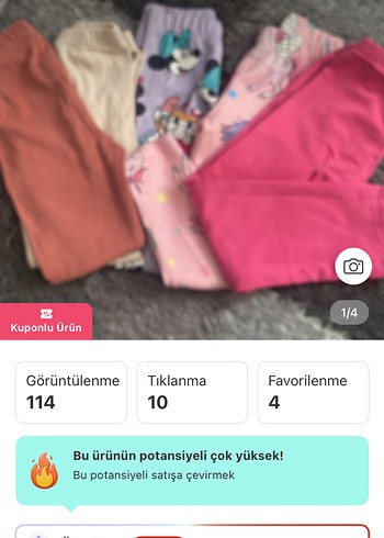 Kız Çocuk Renkli Baskılı Tayt 4 yas - Görsel 3