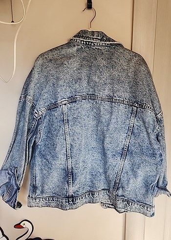 l Beden Gri Düğmeli Kadın Denim Ceket
