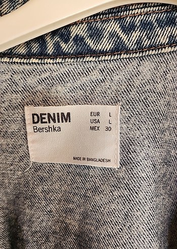 Bershka Gri Düğmeli Kadın Denim Ceket
