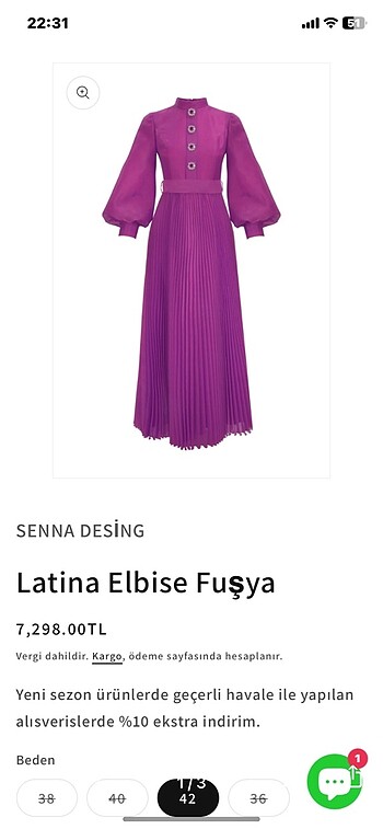 38 Beden Senna abiye elbise