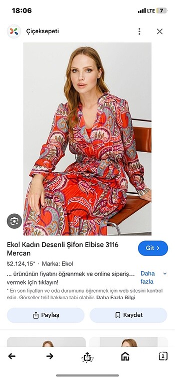 38 Beden Ekol elbise