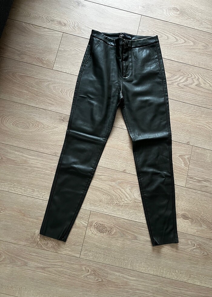 Zara haki deri tayt pamuk - Görsel 2