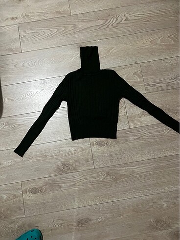 Zara haki s beden sıfır crop kazak - Görsel 2