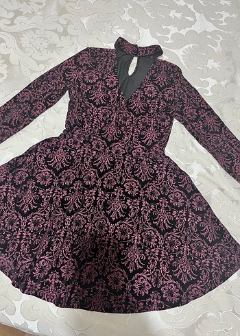 Bordo V Yaka Dantel Detaylı Gotik Midi Elbise - Görsel 5