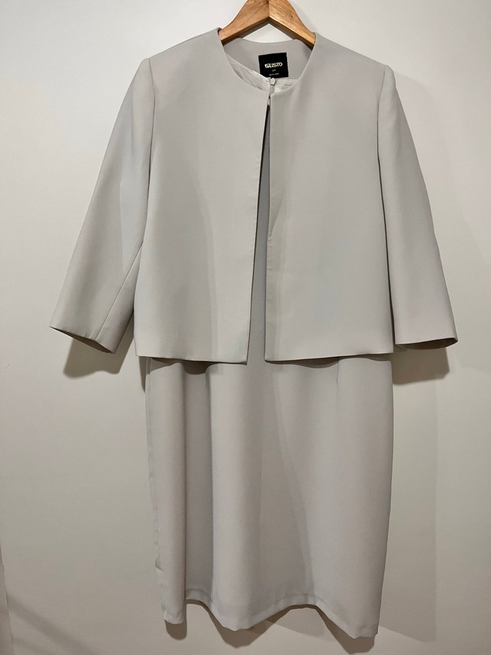 Bej Kolsuz Midi Ofis Elbisesi Gusto - Görsel 2