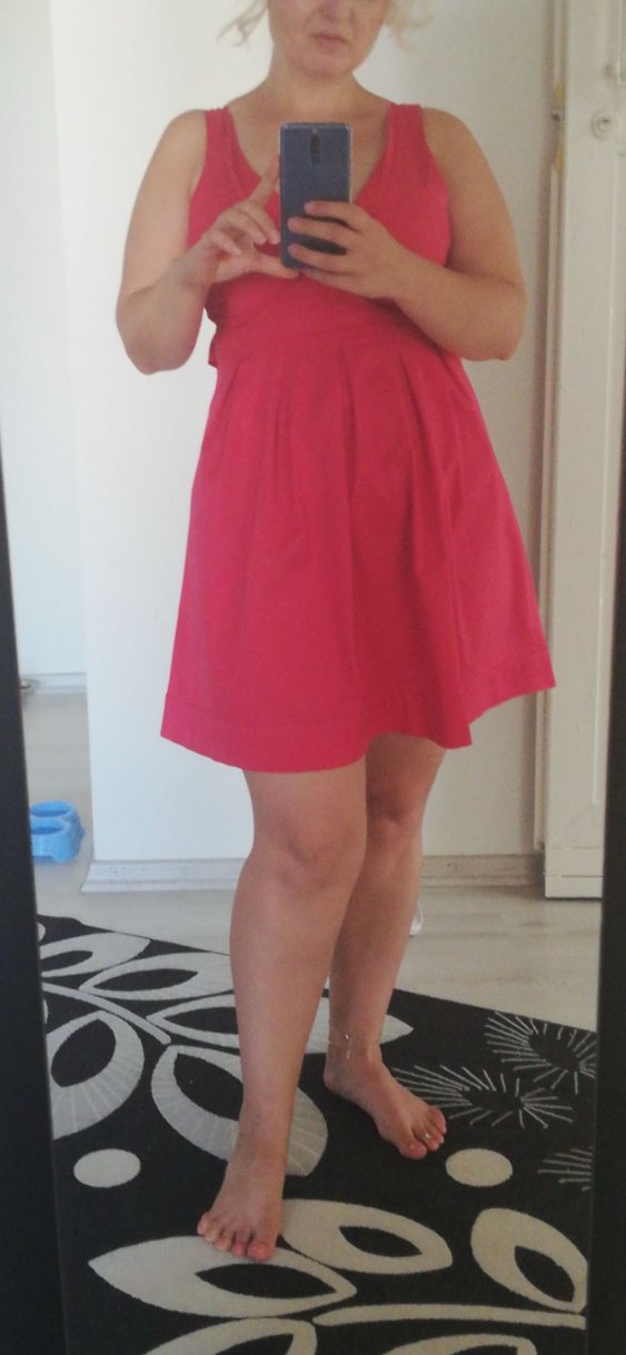 Ahıududu rengi masal gibi kesimli elbise - Görsel 2