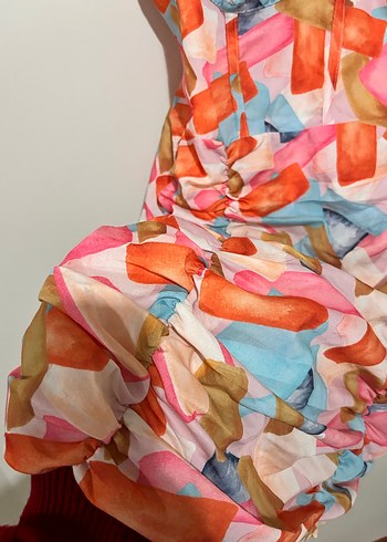 Yeni askılı drapeli korsajlı tatil elbisesi - Görsel 6