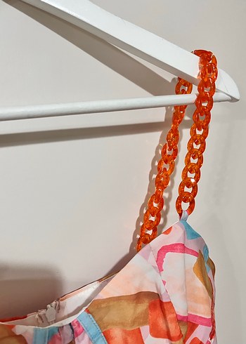 Yeni askılı drapeli korsajlı tatil elbisesi - Görsel 2