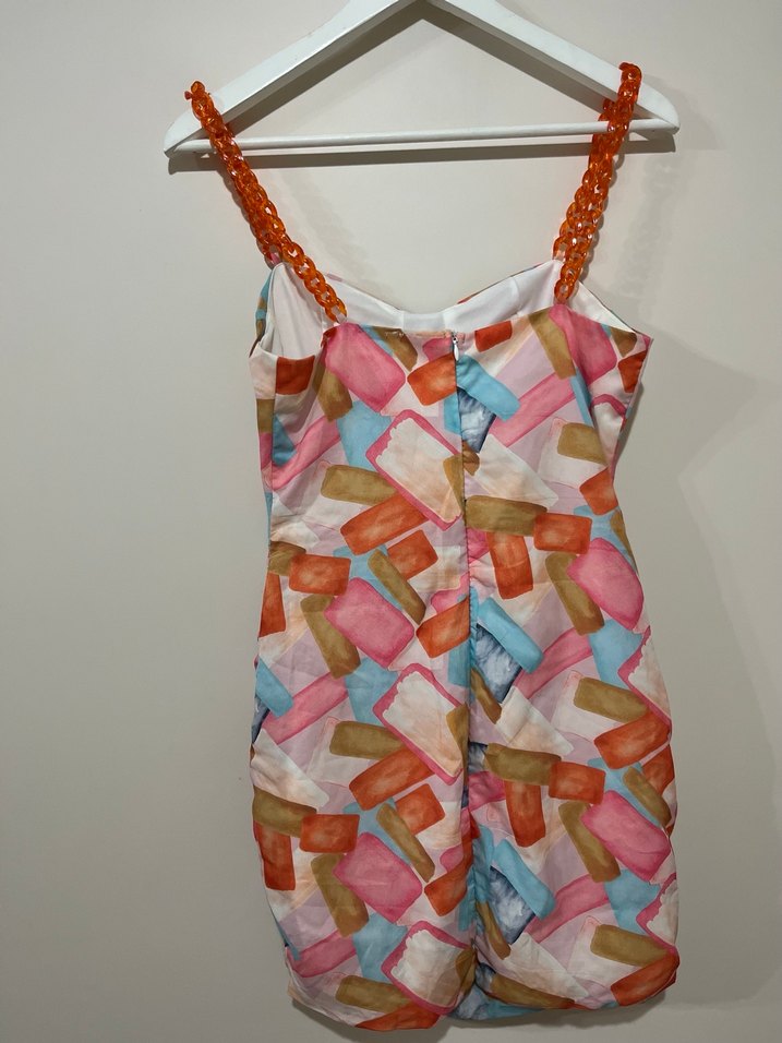 Yeni askılı drapeli korsajlı tatil elbisesi - Görsel 4