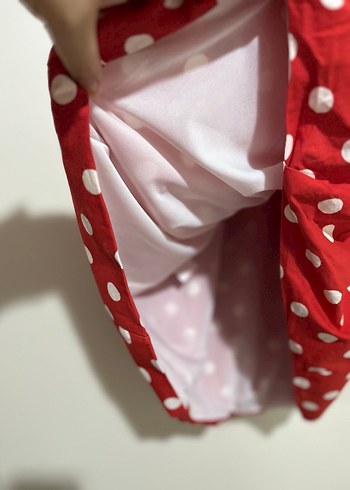 Puantyeli straplez balon elbise - Görsel 5