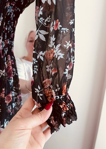 Midi şifon elbise - Görsel 7