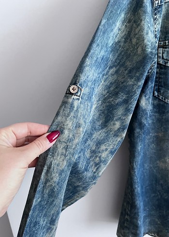 İnce salaş denim gömlek - Görsel 6