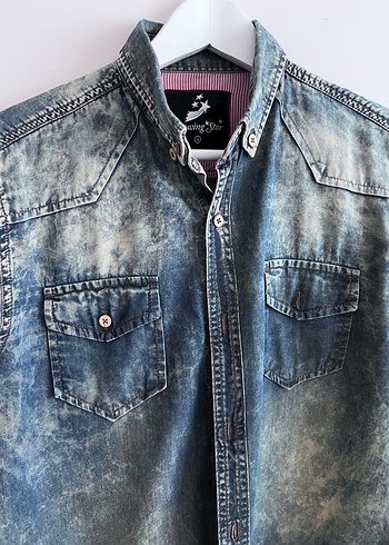 İnce salaş denim gömlek - Görsel 4