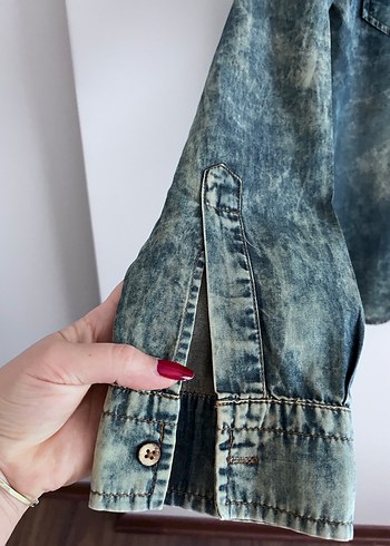İnce salaş denim gömlek - Görsel 5
