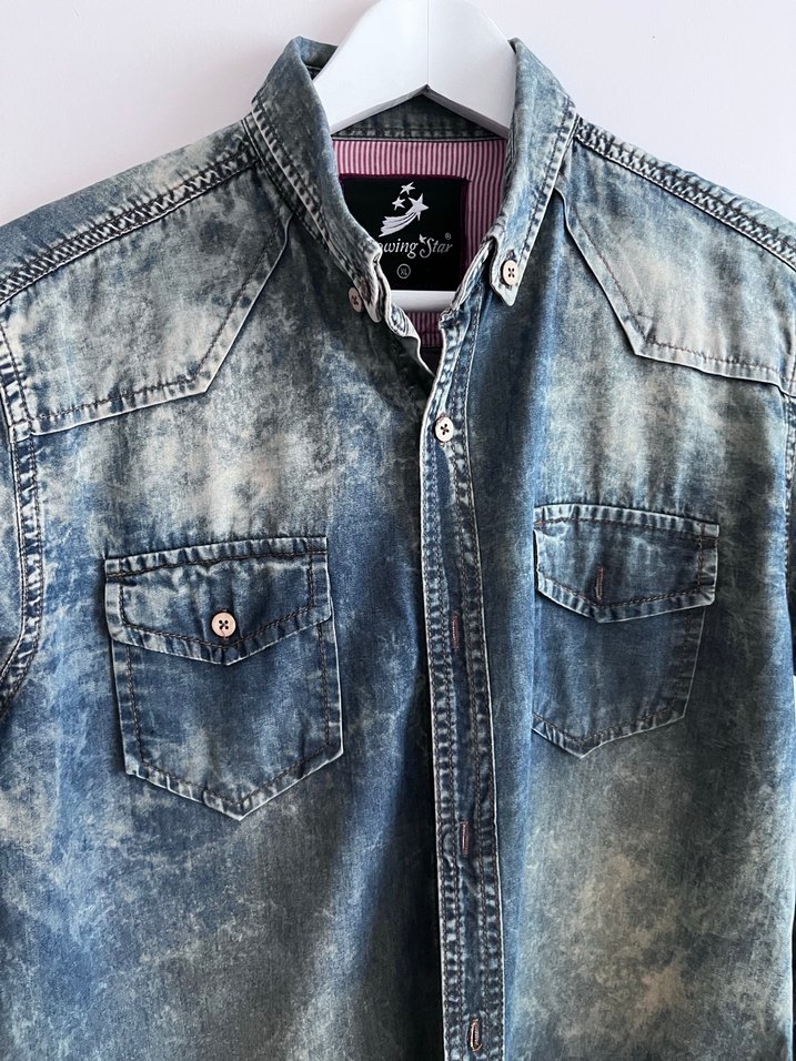 İnce salaş denim gömlek - Görsel 4