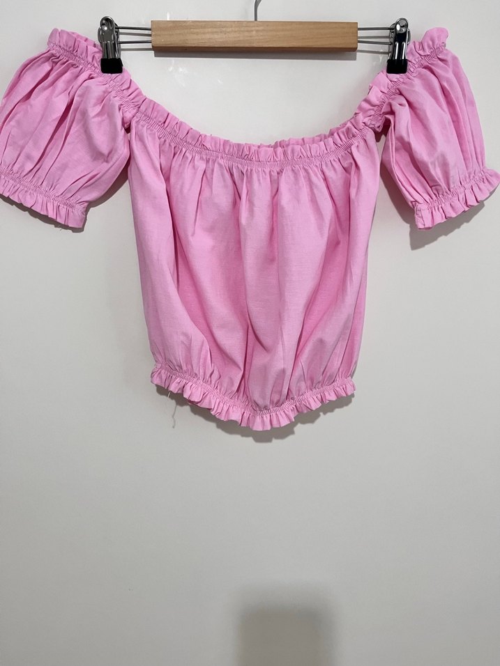 Pamuklu ince crop bluz - Görsel 2