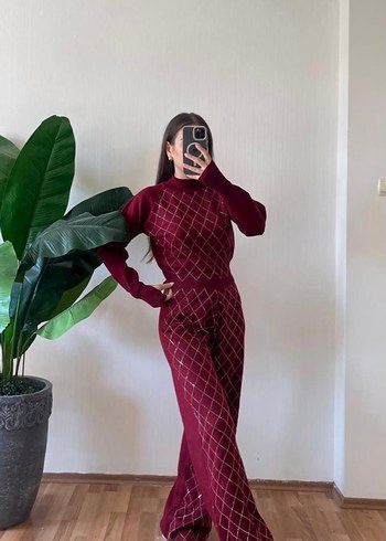 Bordo Uzun Kollu Kadın Modal Takım