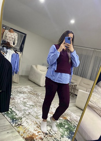 Bordo renk garnili alt üst takım - Görsel 2