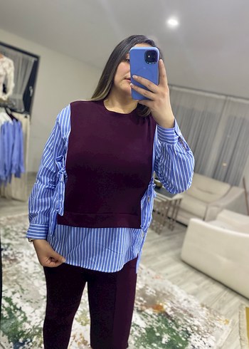 Bordo renk garnili alt üst takım - Görsel 4