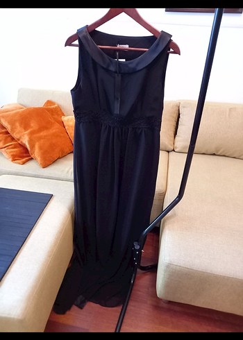 Kolsuz Siyah Uzun gece elbisesi - Görsel 2