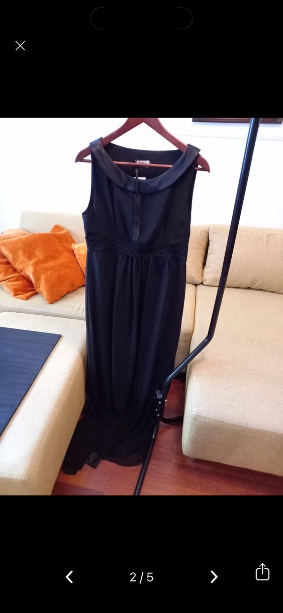 Kolsuz Siyah Uzun gece elbisesi - Görsel 2