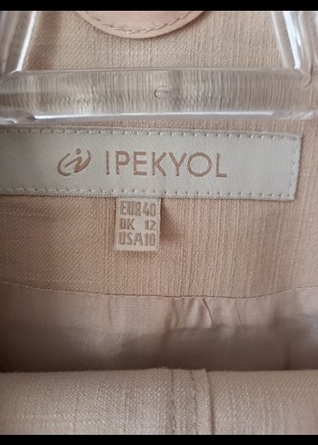 Bej Kadın Ofis Takım, Düğmeli, Uzun Kollu - Görsel 3