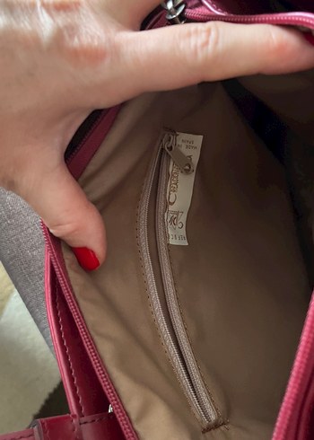 Parlak Bordo Hakiki Deri Kadın Çanta - Görsel 5