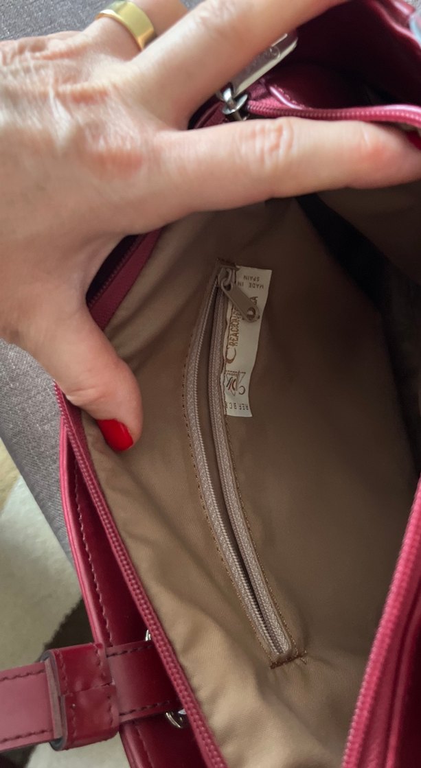 Parlak Bordo Hakiki Deri Kadın Çanta - Görsel 5