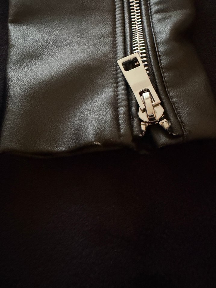 Zara Siyah Deri Biker Ceket - Görsel 3