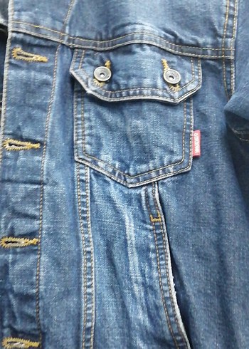 Düğmeli Koyu Mavi Kadın Denim Ceket - Görsel 3