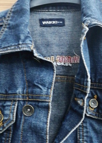 Düğmeli Koyu Mavi Kadın Denim Ceket - Görsel 4