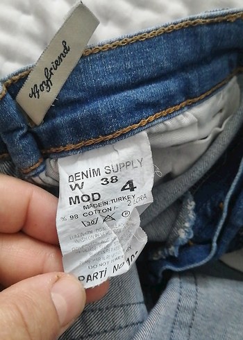Düğmeli Mavi Kadın Denim Pantolon - Görsel 5