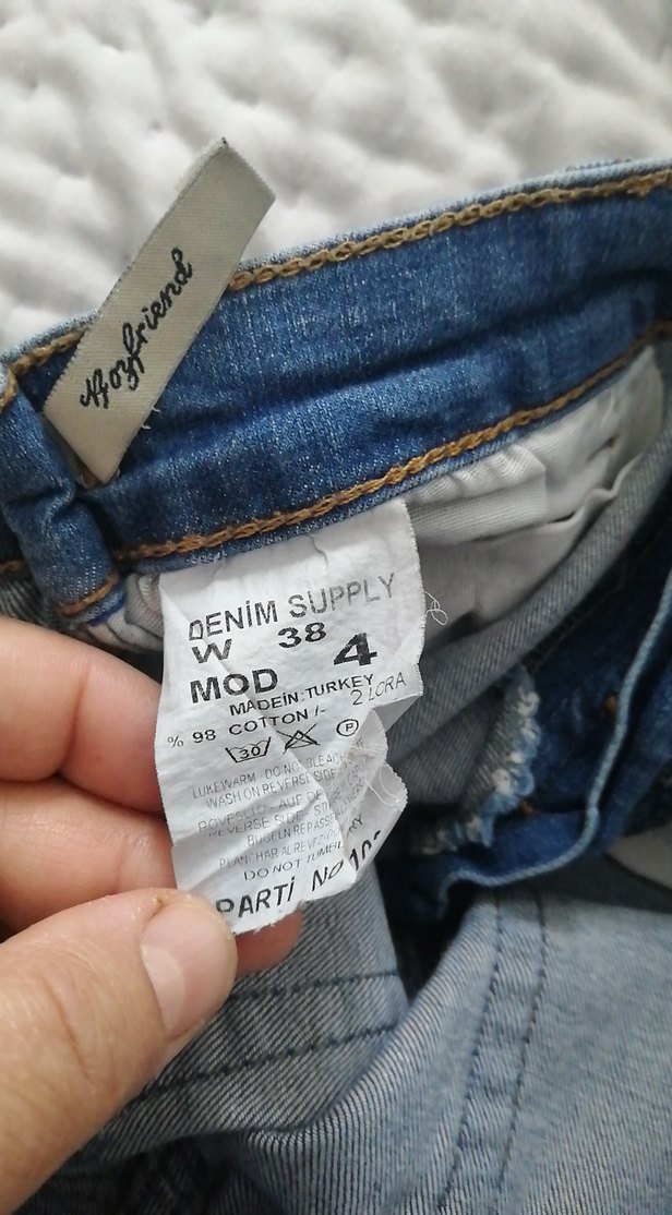 Düğmeli Mavi Kadın Denim Pantolon - Görsel 5