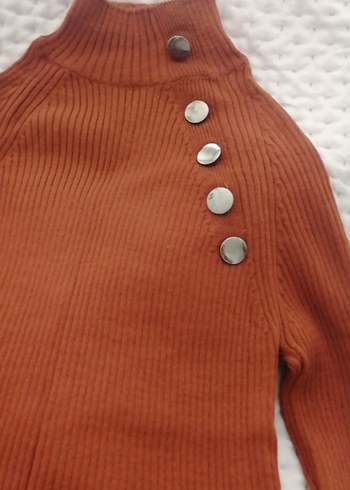 Düğmeli Triko Kadın Kazak - Görsel 2