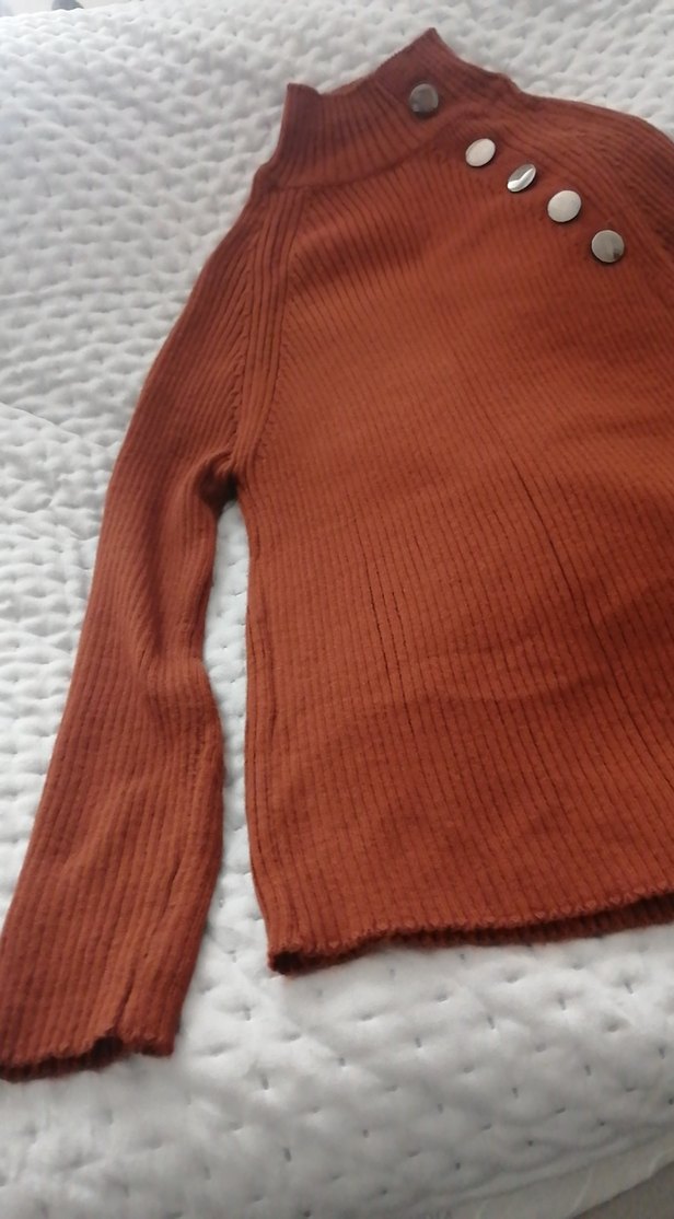 Düğmeli Triko Kadın Kazak - Görsel 3