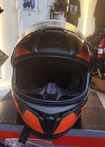 Axxis Turuncu Baskılı Biker Motosiklet Kaskı L beden - Görsel 2