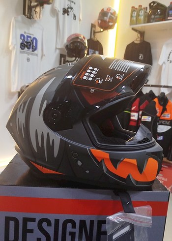 Axxis Turuncu Baskılı Biker Motosiklet Kaskı L beden - Görsel 3