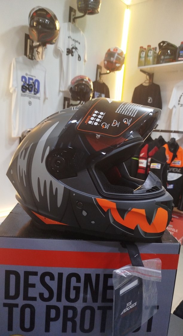 Axxis Turuncu Baskılı Biker Motosiklet Kaskı L beden - Görsel 3