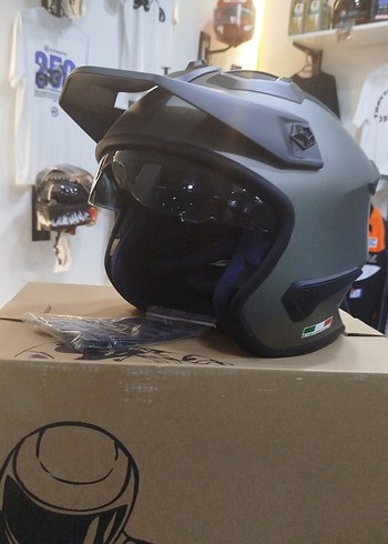 Sway Gri Biker Stili Metal Kemerli Motosiklet Kaskı XL beden - Görsel 5