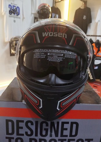 Wosen çene açılır Siyah Desenli Biker Motosiklet Kaskı L beden - Görsel 5