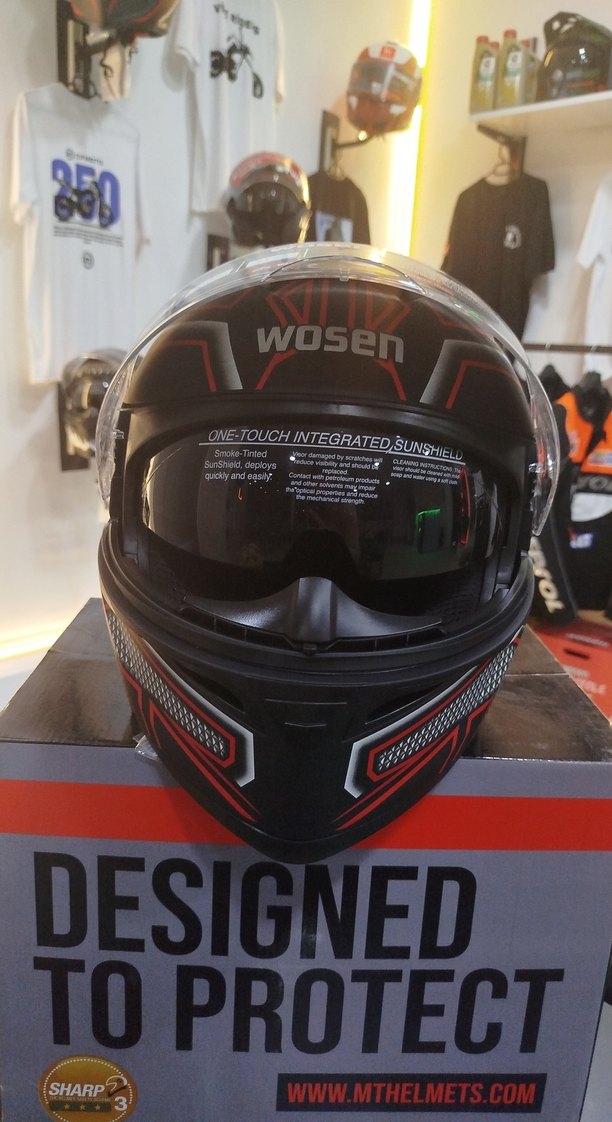 Wosen çene açılır Siyah Desenli Biker Motosiklet Kaskı L beden - Görsel 5