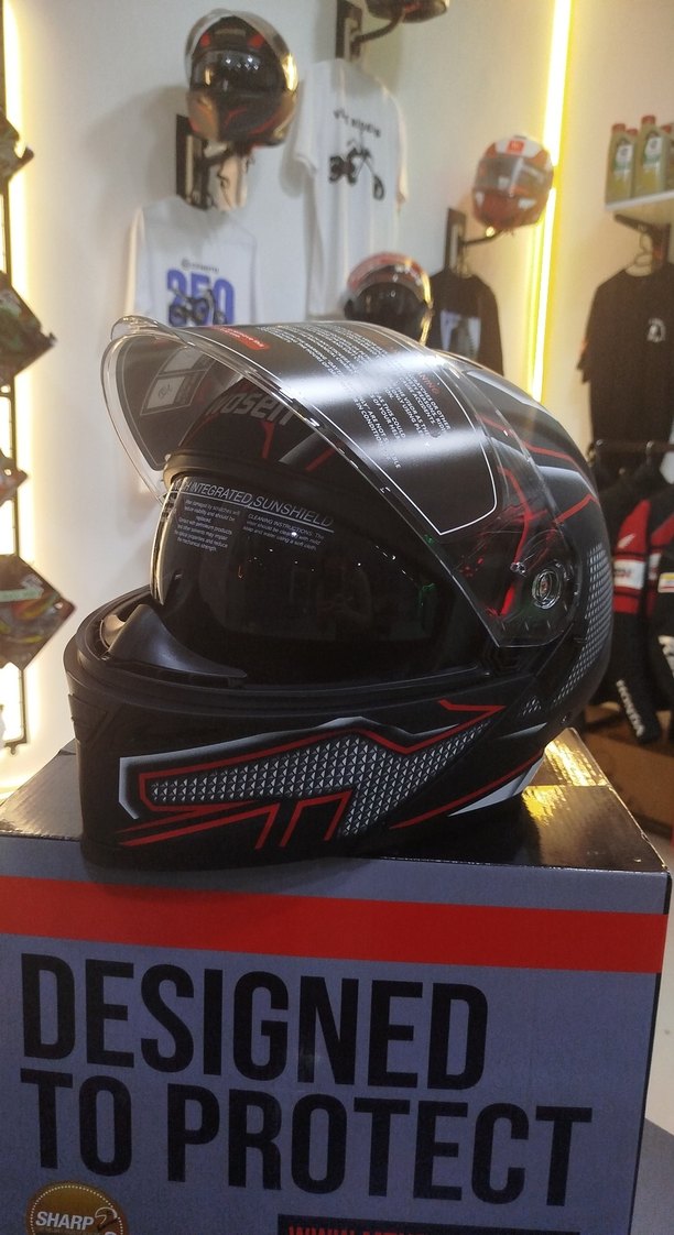 Wosen çene açılır Siyah Desenli Biker Motosiklet Kaskı L beden - Görsel 2