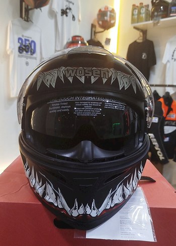 Wosen Helmet Siyah Baskılı Motosiklet Kaskı L beden - Görsel 5