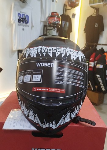Wosen Helmet Siyah Baskılı Motosiklet Kaskı L beden - Görsel 2